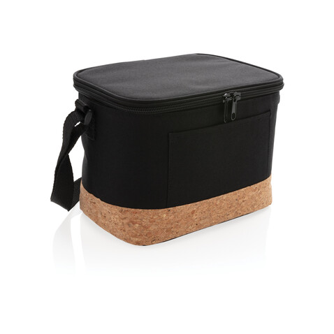 Two-Tone Kühltasche mit Korkdetails schwarz bedrucken, Art.-Nr. P422.261
