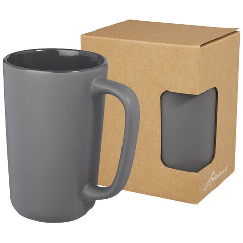 Perk 480 ml Keramiktasse, grau bedrucken, Art.-Nr. 10072882