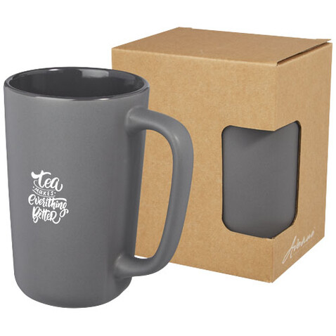 Perk 480 ml Keramiktasse, grau bedrucken, Art.-Nr. 10072882