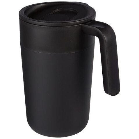 Nordia 400 ml doppelwandiger Becher aus Recyclingmaterial, schwarz bedrucken, Art.-Nr. 10073190