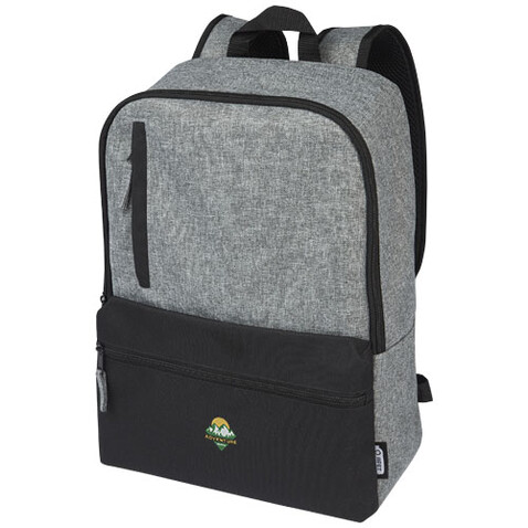 Reclaim 15&quot; GRS recycelter Laptop Rucksack 14 L, schwarz, heather grau bedrucken, Art.-Nr. 12065590