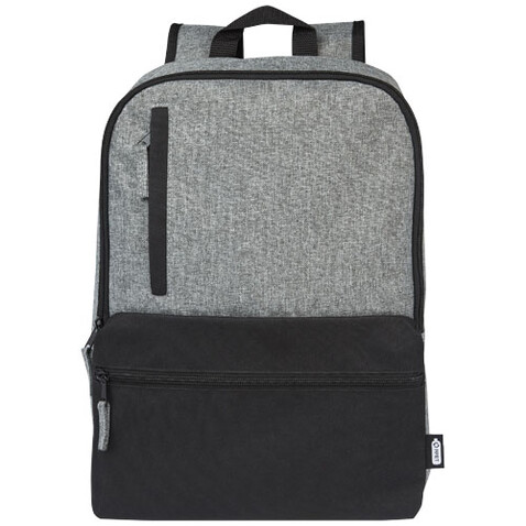 Reclaim 15&quot; GRS recycelter Laptop Rucksack 14 L, schwarz, heather grau bedrucken, Art.-Nr. 12065590