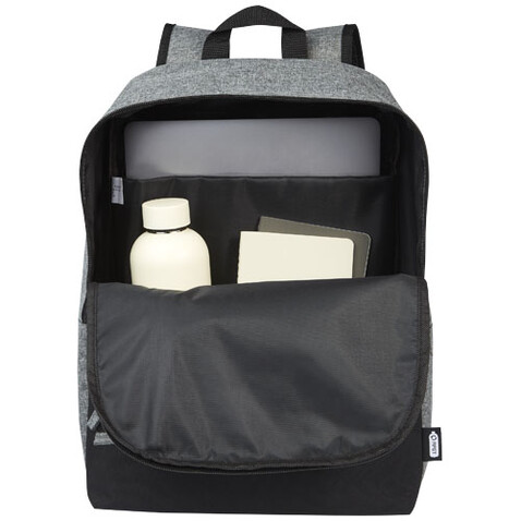 Reclaim 15&quot; GRS recycelter Laptop Rucksack 14 L, schwarz, heather grau bedrucken, Art.-Nr. 12065590