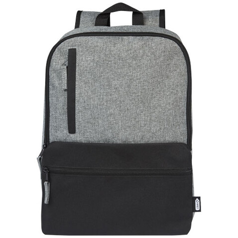Reclaim 15&quot; GRS recycelter Laptop Rucksack 14 L, schwarz, heather grau bedrucken, Art.-Nr. 12065590
