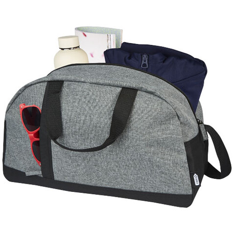Reclaim GRS recycelte Sport-Reisetasche 21 L, schwarz, heather grau bedrucken, Art.-Nr. 12065690