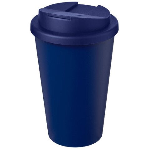 Americano® Eco 350 ml recycelter Becher mit auslaufsicherem Deckel, blau bedrucken, Art.-Nr. 21042505