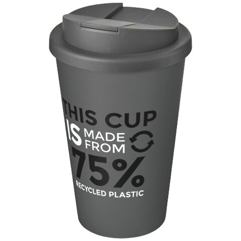 Americano® Eco 350 ml recycelter Becher mit auslaufsicherem Deckel, grau bedrucken, Art.-Nr. 21042508 Americano® Eco 350 ml recycelter Becher mit auslaufsicherem Deckel, grau bedrucken, Art.-Nr. 21042508