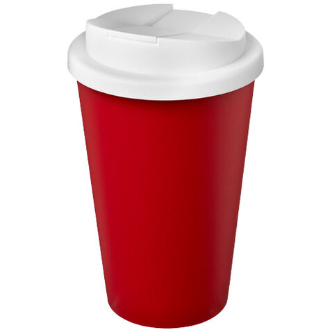 Americano® Eco 350 ml recycelter Becher mit auslaufsicherem Deckel, rot, weiss bedrucken, Art.-Nr. 21042512 Americano® Eco 350 ml recycelter Becher mit auslaufsicherem Deckel, rot, weiss bedrucken, Art.-Nr. 21042512