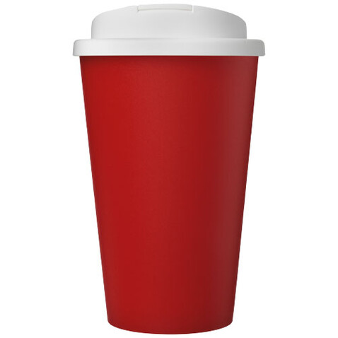 Americano® Eco 350 ml recycelter Becher mit auslaufsicherem Deckel, rot, weiss bedrucken, Art.-Nr. 21042512 Americano® Eco 350 ml recycelter Becher mit auslaufsicherem Deckel, rot, weiss bedrucken, Art.-Nr. 21042512