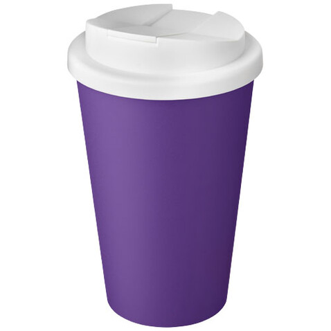 Americano® Eco 350 ml recycelter Becher mit auslaufsicherem Deckel, lila, weiss bedrucken, Art.-Nr. 21042513