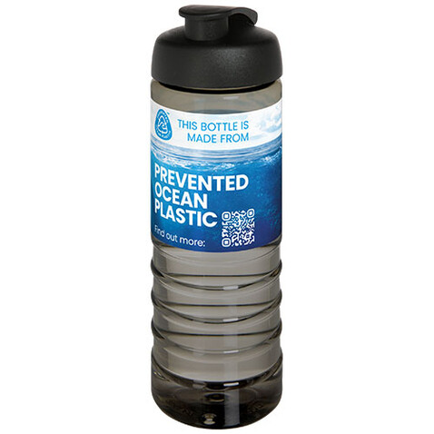 H2O Active® Eco Treble 750 ml Sportflasche mit Stülpdeckel, kohle, schwarz bedrucken, Art.-Nr. 21047900