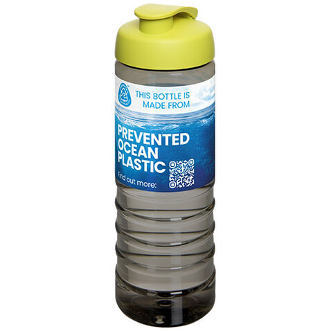 H2O Active® Eco Treble 750 ml Sportflasche mit Stülpdeckel, kohle, limone bedrucken, Art.-Nr. 21047902