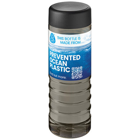 H2O Active® Eco Treble 750 ml Sportflasche mit Drehdeckel, kohle, schwarz bedrucken, Art.-Nr. 21048100