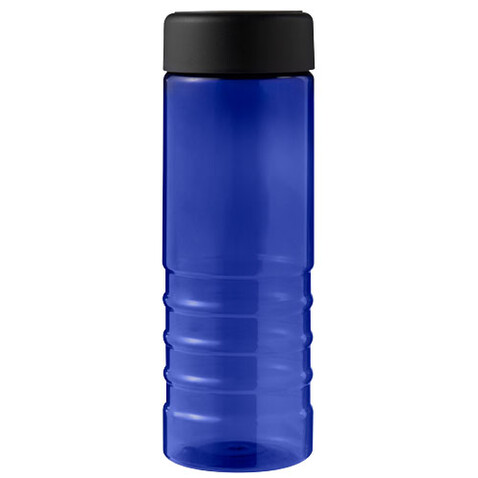 H2O Active® Eco Treble 750 ml Sportflasche mit Drehdeckel, blau, schwarz bedrucken, Art.-Nr. 21048104