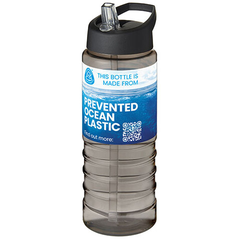 H2O Active® Eco Treble 750 ml Sportflasche mit Stülpdeckel, kohle, schwarz bedrucken, Art.-Nr. 21048200