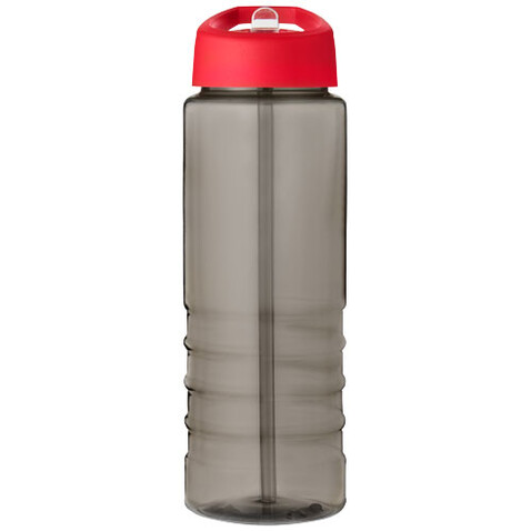 H2O Active® Eco Treble 750 ml Sportflasche mit Stülpdeckel, kohle, rot bedrucken, Art.-Nr. 21048202