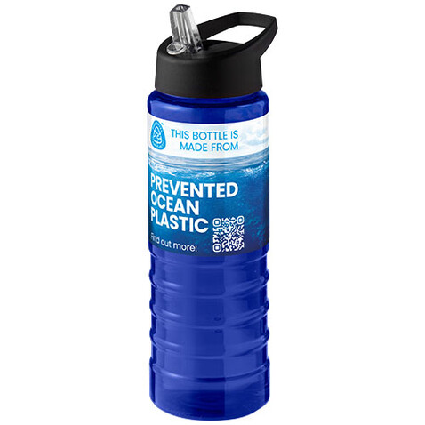 H2O Active® Eco Treble 750 ml Sportflasche mit Stülpdeckel, blau, schwarz bedrucken, Art.-Nr. 21048205