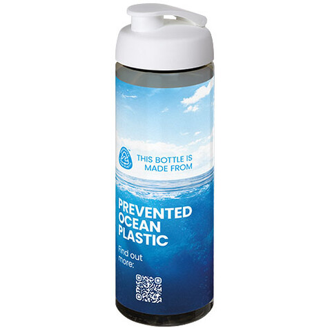 H2O Active® Eco Vibe 850 ml Sportflasche mit Klappdeckel, kohle, weiss bedrucken, Art.-Nr. 21048301
