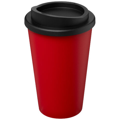 Americano® recycelter isolierter 350 ml Becher, rot, schwarz bedrucken, Art.-Nr. 21069121