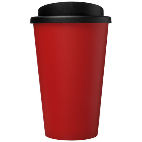 Americano® recycelter isolierter 350 ml Becher, rot, schwarz bedrucken, Art.-Nr. 21069121