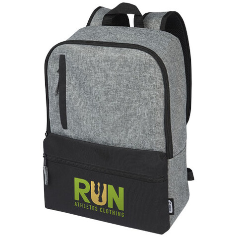 Reclaim 15&quot; GRS recycelter Laptop Rucksack 14 L, schwarz, heather grau bedrucken, Art.-Nr. 12065590