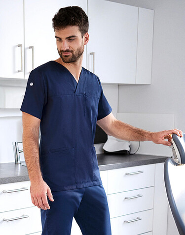 Karlowsky Men`s Slip-on Tunic Essential Short Sl., Navy, 2XL bedrucken, Art.-Nr. 028672007
