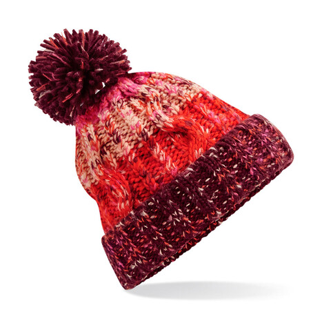 Beechfield Corkscrew Pom Pom Beanie, Cherry Sherbet, One Size bedrucken, Art.-Nr. 369694180