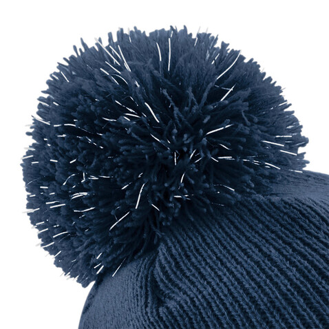 Beechfield Junior Reflective Bobble Beanie, French Navy, One Size bedrucken, Art.-Nr. 386692010