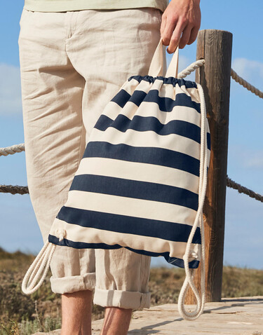 Westford Mill Nautical Gymsac, Natural/Navy, One Size bedrucken, Art.-Nr. 688280600