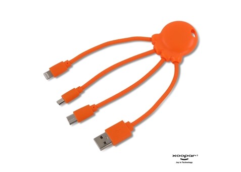 2087 | Xoopar Octopus Charging cable - Orange bedrucken, Art.-Nr. LT41005-N0026