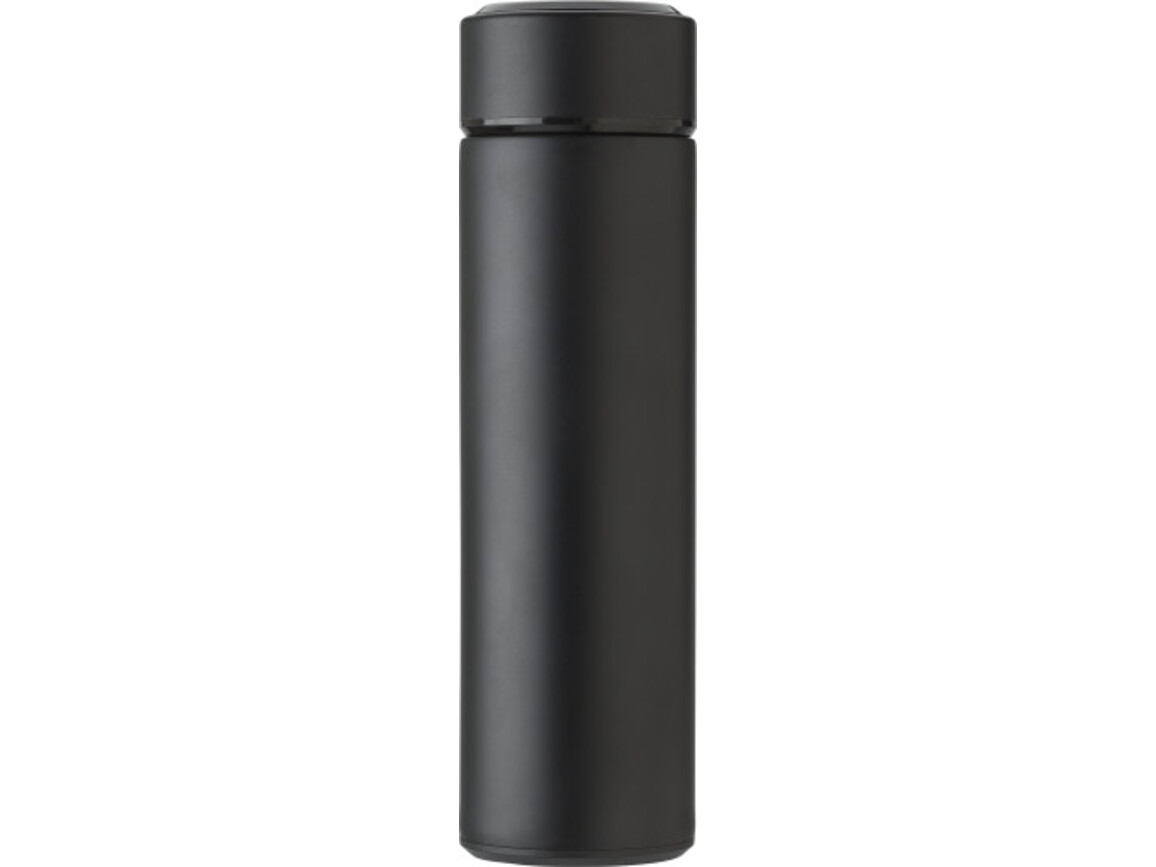 Edelstahl-Thermosflasche (450 ml) mit LED-Anzeige Fatima – Schwarz bedrucken, Art.-Nr. 001999999_427380
