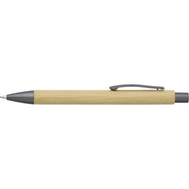 Kugelschreiber aus Bambus und Kunststoff Kalani – stahlgrau bedrucken, Art.-Nr. 411999999_548744