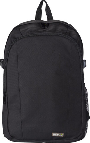 Rucksack aus 600D Polyester mit integriertem RFID Schutz Marley – Schwarz bedrucken, Art.-Nr. 001999999_8490
