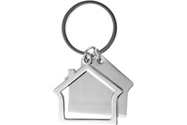 Schlüsselanhänger aus Zink-Aluminium in Hausform Amaro bedrucken, Art.-Nr. 8742