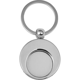 Schlüsselanhänger aus Metall mit Einkaufswagenchip Christie – Silber bedrucken, Art.-Nr. 032999999_8744
