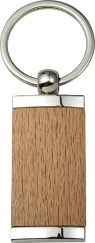 Schlüsselanhänger aus Metall &amp; Holz Jennie – Braun bedrucken, Art.-Nr. 011999999_8771