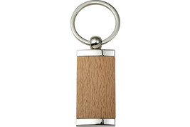 Schlüsselanhänger aus Metall &amp;amp; Holz Jennie bedrucken, Art.-Nr. 8771