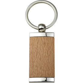Schlüsselanhänger aus Metall &amp;amp; Holz Jennie – Braun bedrucken, Art.-Nr. 011999999_8771