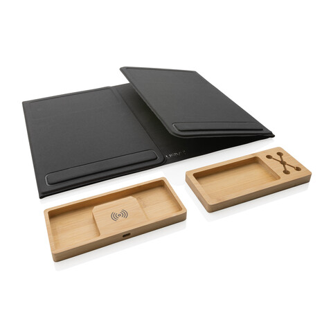 Impact AWARE RPET faltbare Desk-Organizer mit Laptop-Ständer schwarz bedrucken, Art.-Nr. P300.191