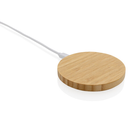 15W Bambus Wireless Charger braun bedrucken, Art.-Nr. P308.389