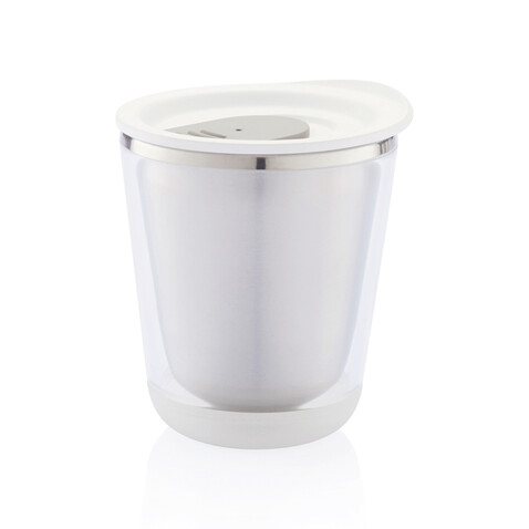 Dia Becher weiß, grau bedrucken, Art.-Nr. P432.023