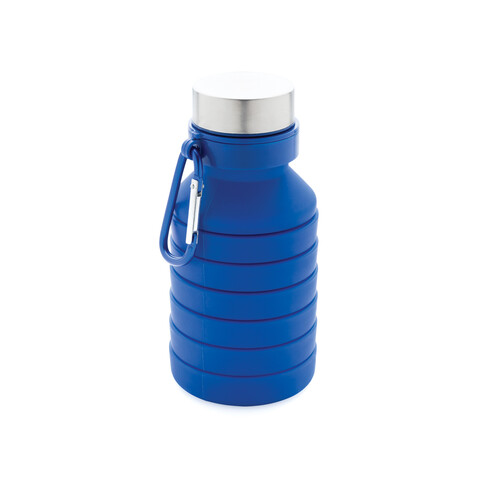Auslaufgeschützte faltbare Silikonflasche blau bedrucken, Art.-Nr. P432.625