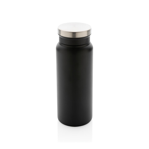 RCS recycelte Stainless Steel Vakuumflasche 600ml schwarz, schwarz bedrucken, Art.-Nr. P433.021