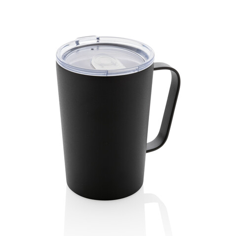RCS recycelter Stainless Steel Isolierbecher mit Deckel schwarz bedrucken, Art.-Nr. P433.051