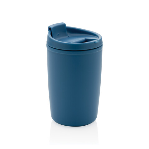 GRS recycelter PP-Becher mit Flip-Deckel blau bedrucken, Art.-Nr. P433.085