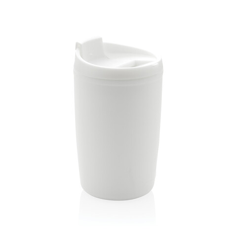 GRS recycelter PP-Becher mit Flip-Deckel weiß bedrucken, Art.-Nr. P433.083