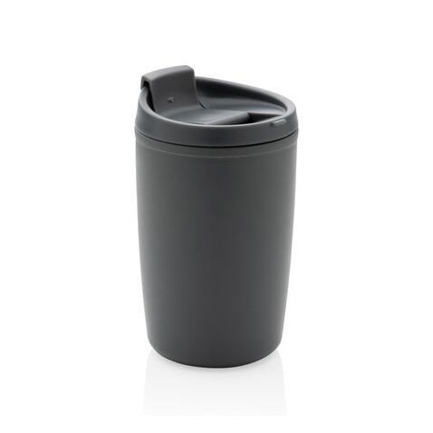 GRS recycelter PP-Becher mit Flip-Deckel grau bedrucken, Art.-Nr. P433.082