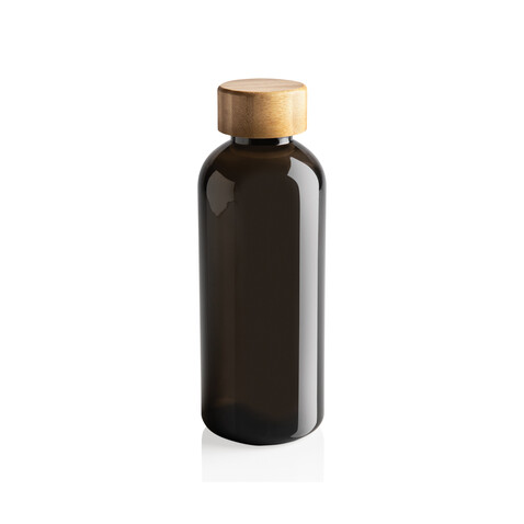 RCS rPET Flasche mit Bambus-Deckel schwarz bedrucken, Art.-Nr. P433.091