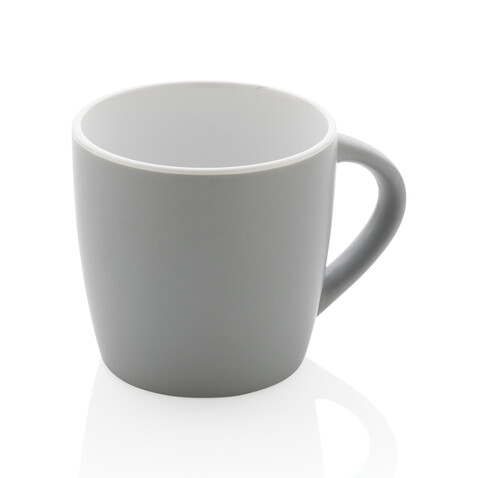 Keramiktasse innen coloriert, 300ml grau, weiß bedrucken, Art.-Nr. P434.002