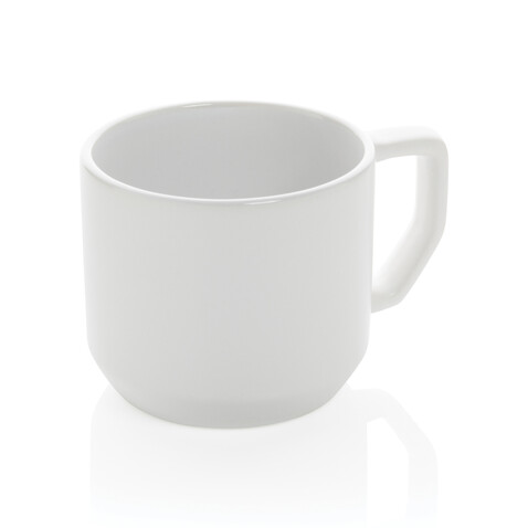 Moderne Keramiktasse, 350ml weiß, weiß bedrucken, Art.-Nr. P434.043